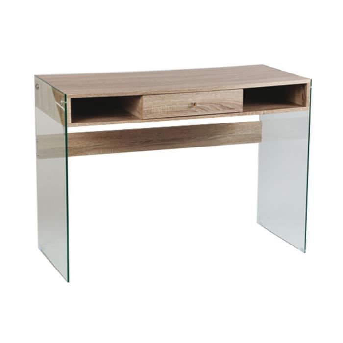 Bureau 1 Tiroir Et 2 Niches En Bois Et Verre Achat Vente Bureau Bureau 1 Tiroir Et 2 Niches Soldes Sur Cdiscount Des Le 20 Janvier Cdiscount