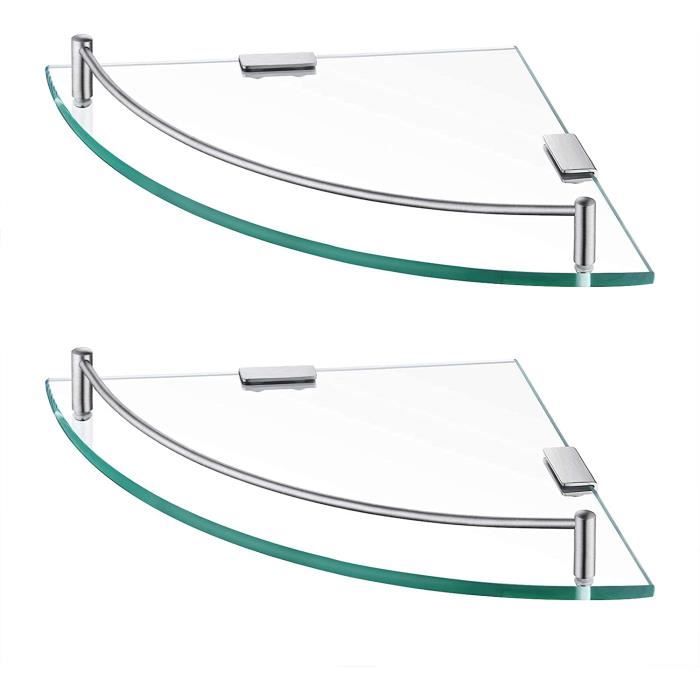 Étagère D'angle En Verre Trempé 30 Cm - Finition Chromée, Idéale Pour Salle De Bain, Chambre Ou Bureau - 6