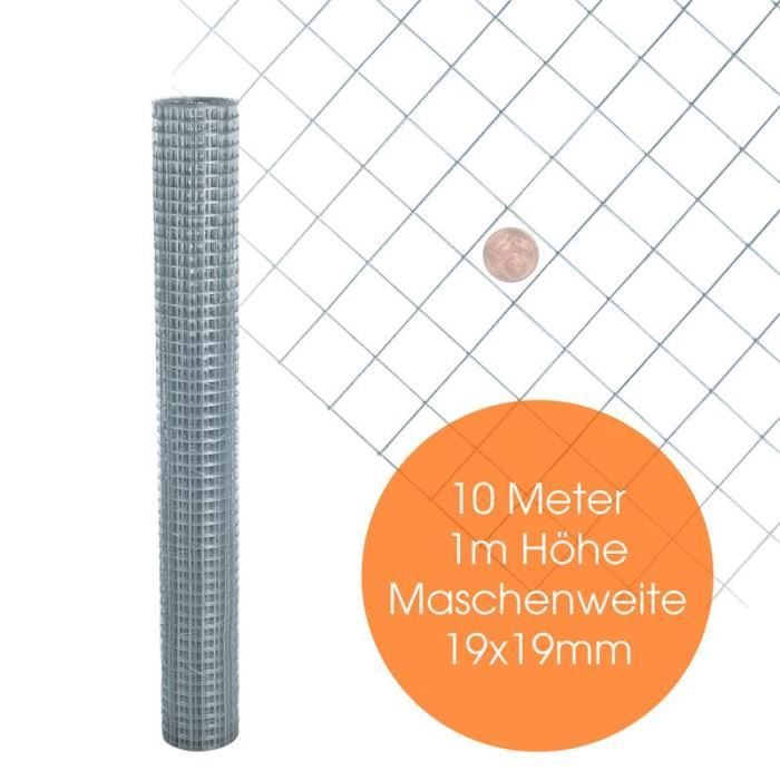 Grillage Galvanisé 25x50 Mm - Hauteur 50 Cm, Longueur 5 M, Fil 2,1 Mm - Pour Volière, Clôture, Enclos