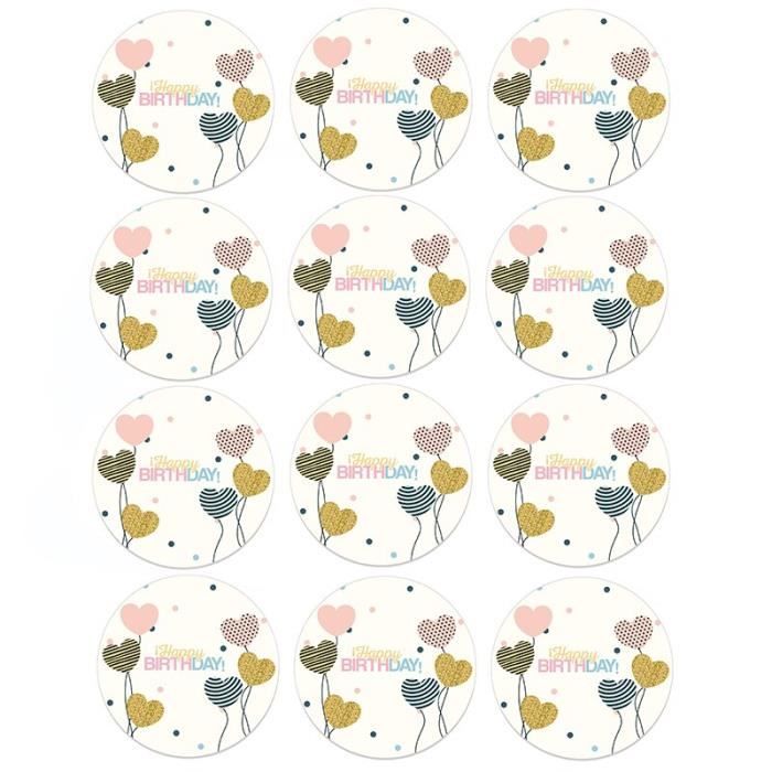 500 Pcs/Rouleau Autocollants D'Anniversaire, Étiquette Adhésives Rouleau, Cadeau Bricolage