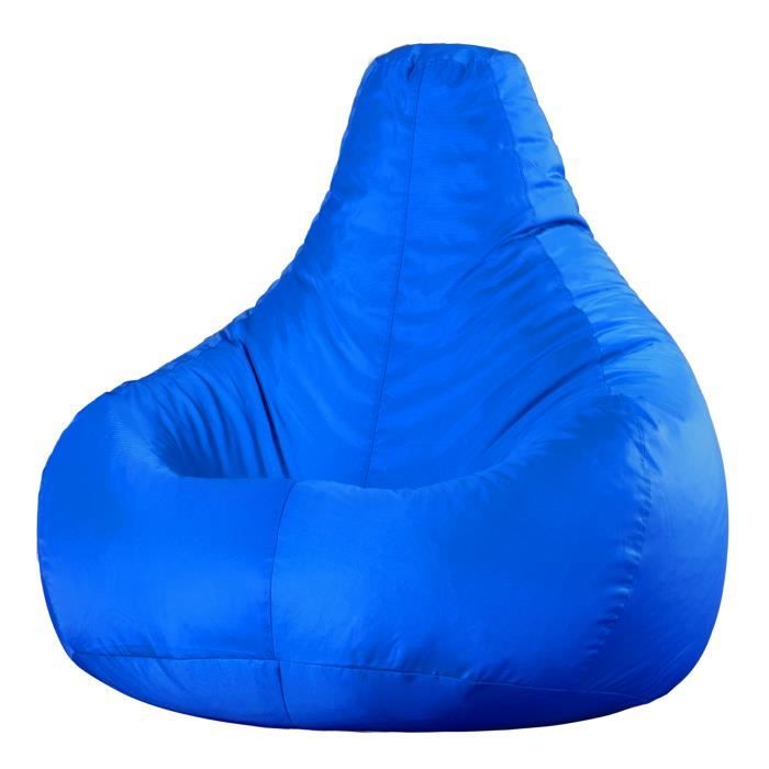 pouf fauteuil recliner - veeva - textile tissé - résistant à l’eau - bleu