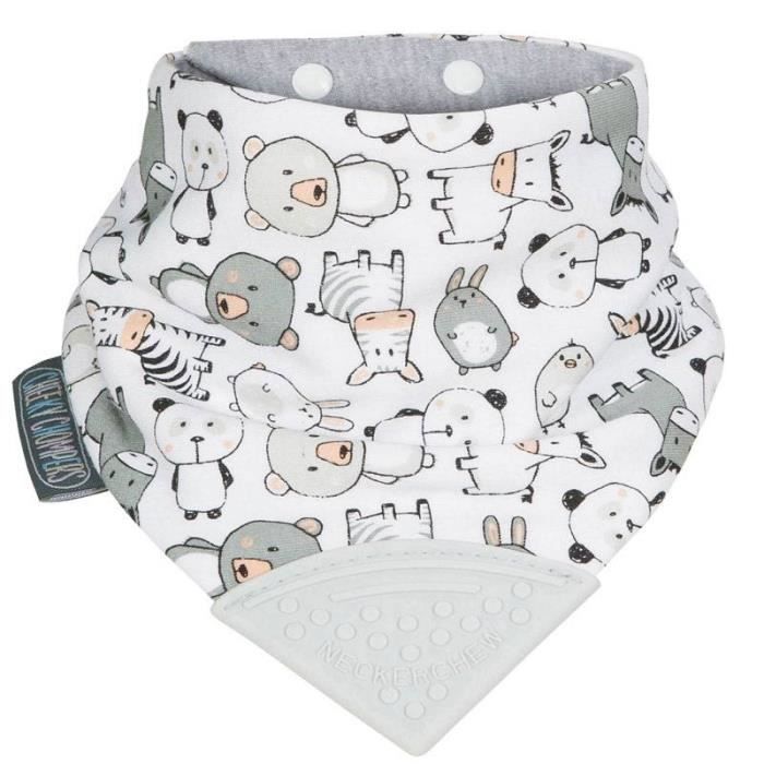 Bavoir bandana avec anneau de dentition noir blanc