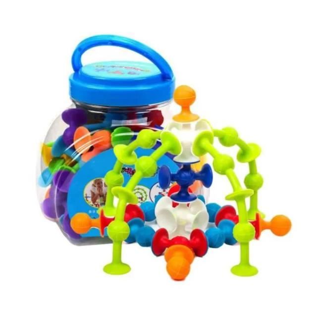 USHOP Jouets à Ventouse Silicone – Lot De 30 Blocs De Construction Pour Bain, Animaux, Formes – Sensoriel, Créatif, Dès 3 Ans – Cadeau Idéal