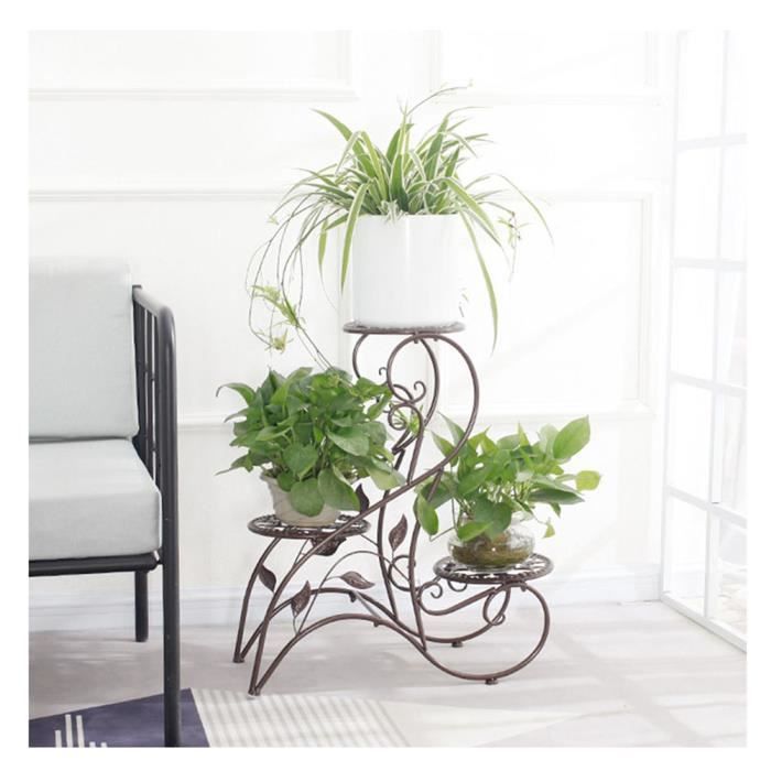 D/écor pour Int/érieur Ext/érieur Jardin Maison Balcon AOIO 4 Pi/èces Supports de Pot Porte-Pots de Fleur en Fer Forg/é Support pour Plante en M/étal R/ésistant /à la Rouille Noir