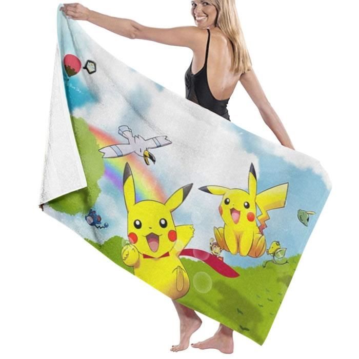 Serviette De Bain Pokémon 70x140 Cm - 100% Coton - Certifié Öko-Tex - Idée Cadeau - Lavable 40°C