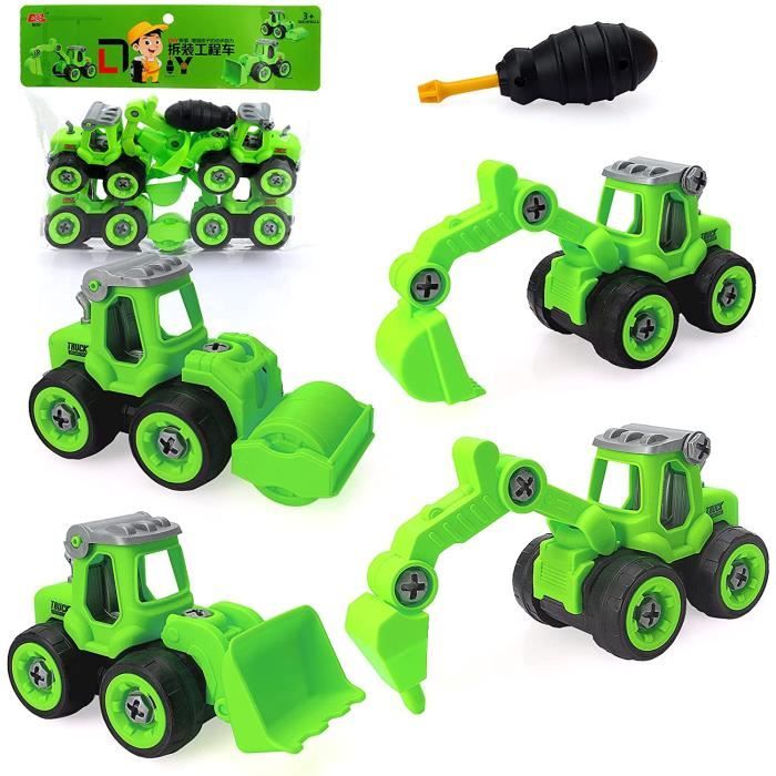 HAOPYOU Vhicules de Chantier Jouet 4 Pices Mini Camion de Construction