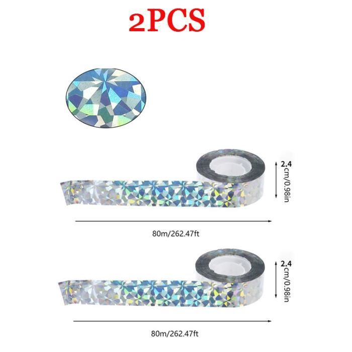 Ruban Répulsif Anti-Oiseaux, 2 Rouleaux De 2,4cm*80m, Bande Adhésive Effaroucheuse Pour Jardin