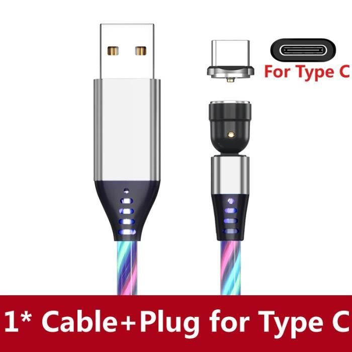 Câble téléphone,Câble magnétique 5A USB type-c pour recharge rapide et