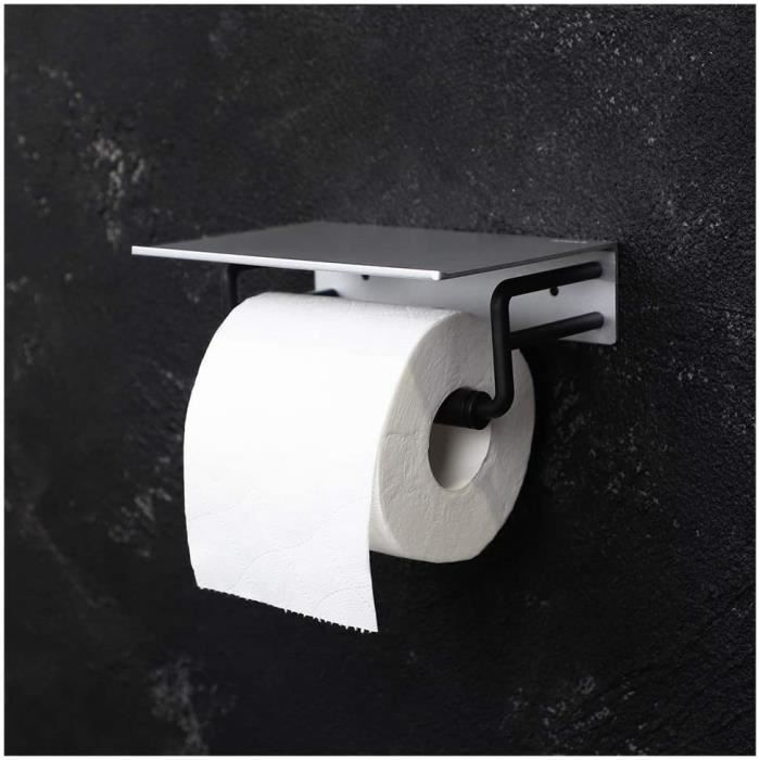 Dérouleur Papier Toilette Distributeur WC Porte Papier Mural Avec Support Pour Déposer, FRG175-W