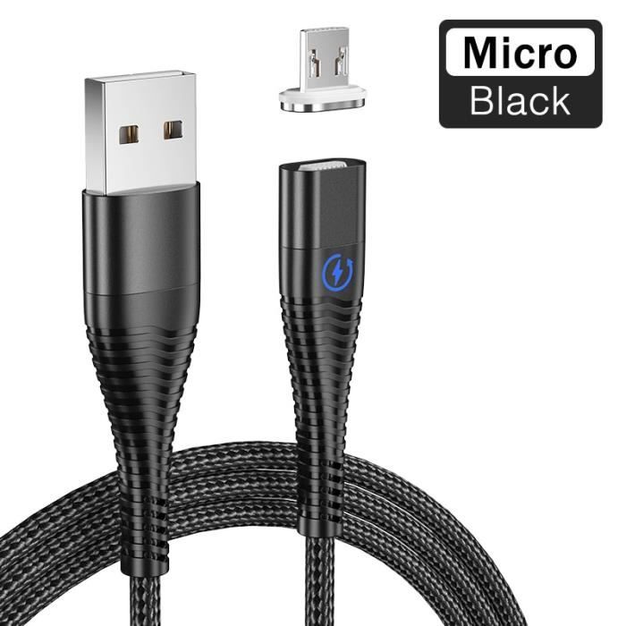 Câble De Charge Magnétique USB MVQF - 1m, Avec Embouts Type-C Et Lightning, LED, Neuf