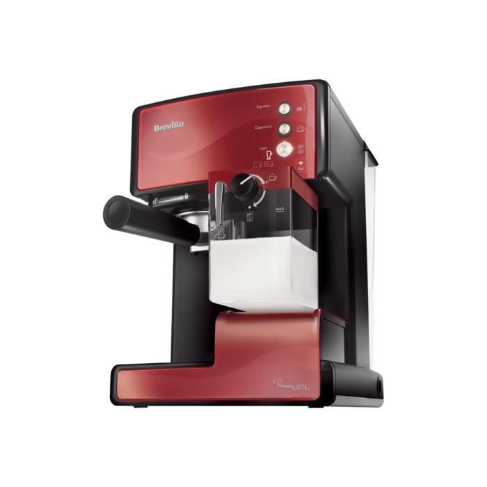 Breville PrimaLATTE VCF045X Machine à café avec buse vapeur Cappuccino 15 bar rouge