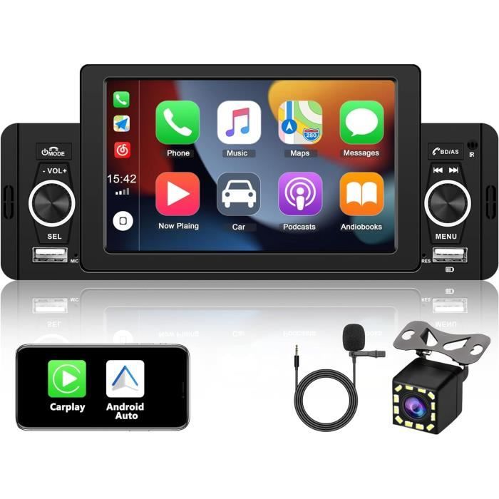 Apple Carplay Autoradio 1 Din Avec Écran Tactile De 5,1 Pouces Android Auto  Bluetooth Mains Libres, Poste Radio Voiture Avec[u368] - Cdiscount Auto