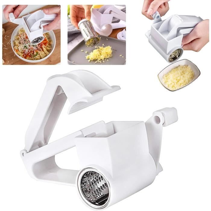 Râpe à Parmesan Avec Manivelle Sivfotid - Râpe à Fromage Multifonction, Blanche, Facile à Utiliser