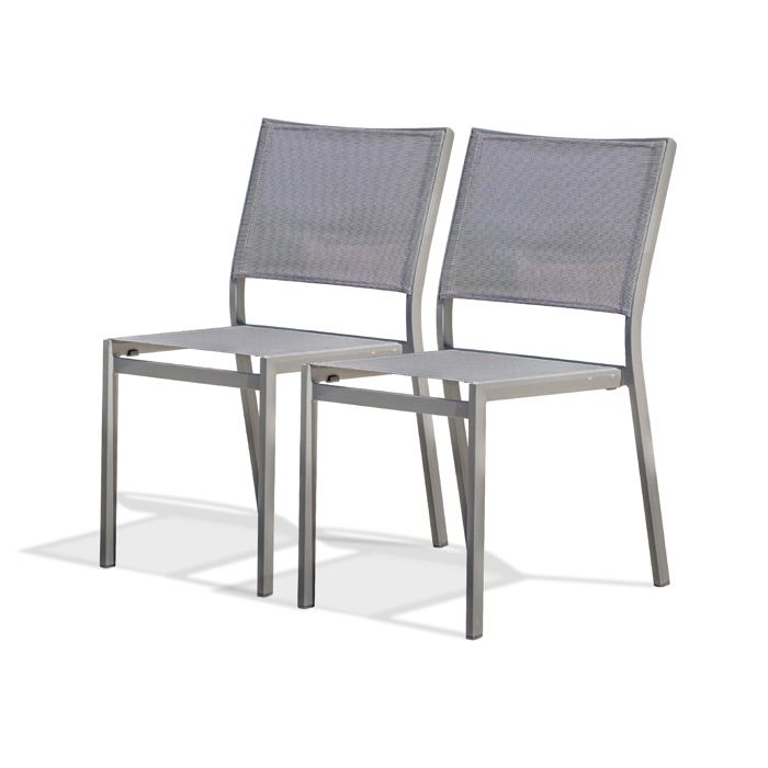 Lot de 2 chaises de jardin en aluminium et toile plastifiéee - Gris anthracite - STOCKHOLM Lot de 2 chaises de jardin en aluminium et toile plastifiéee - Gris anthracite - STOCKHOLM