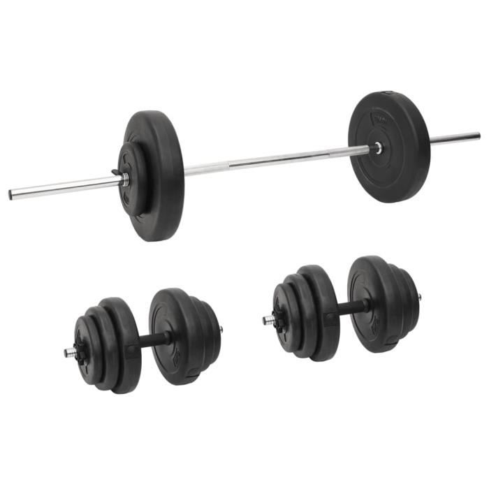 MOVIT Ensemble Haltères Courts 2 Pièces - 20kg, 30kg Ou 40kg - Barres Moletées Et Fermetures Étoile