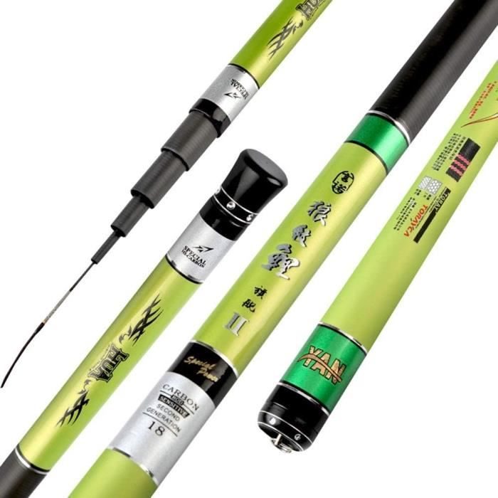 Canne à Pêche Télescopique En Carbone YADLCR 8m à 16m - Légère, Durable Et Portable Pour Pêche En Bordure, Récif Ou Voyage