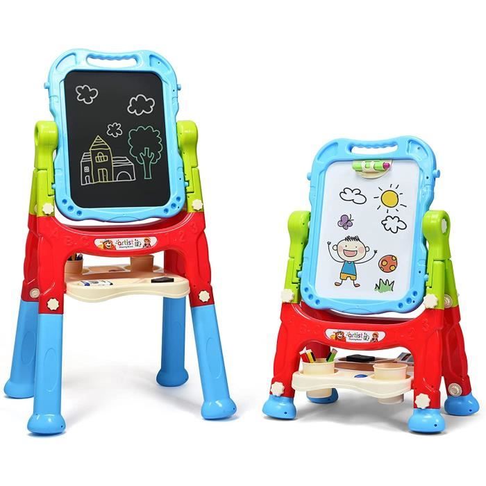 Tableau Enfant Double Face GOPLUS - Chevalet Avec Tableau Blanc/noir Magnétique Et Rouleau De Papier