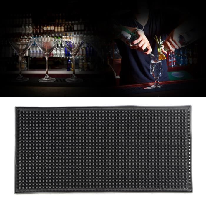GOTOTOP tapis de bar noir Tapis KTV de barre de service en caoutchouc PVC noir environnemental imperméable pour placer le verre