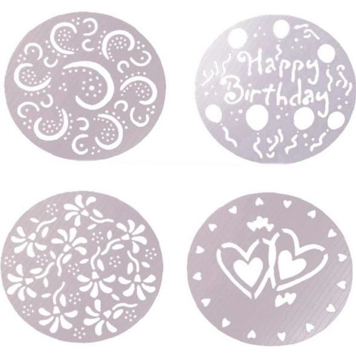 4pcs Assortiment De Gateau D Anniversaire Moule Pratique Fondant Gateau Vaporiser Impression Pochoir Motif Boulangerie Cdiscount Maison