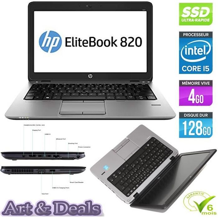 Achat PC Portable Hp EliteBook 820 G1 12" Core i5 SSD 128Go 4Go pas cher