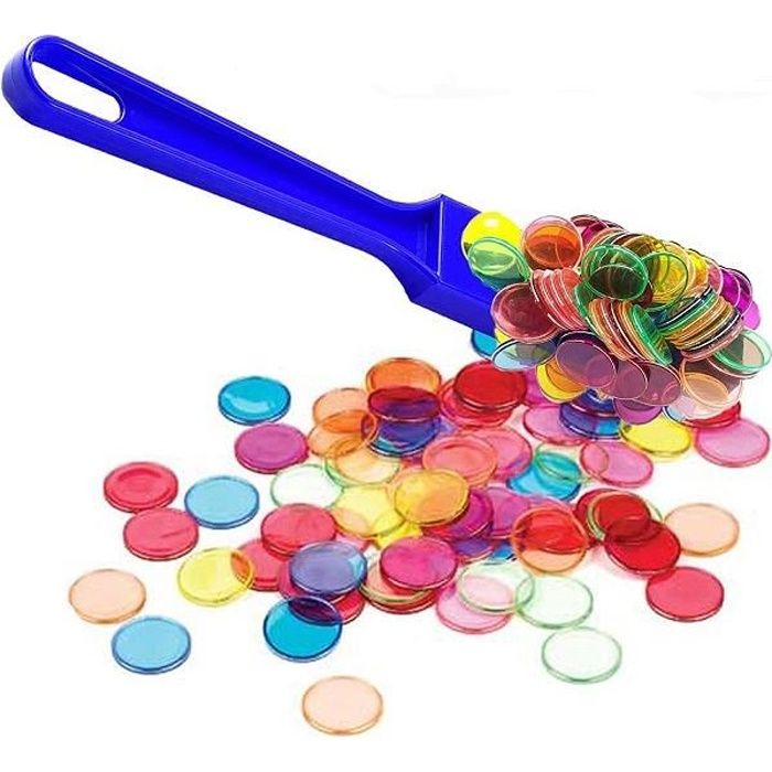 Kit loto Baton ramasse jetons magnetique bleu et 100 pions transparents  aimantes Accessoires Bingo 2 en 1 Set jeu et carte - Cdiscount Jeux - Jouets