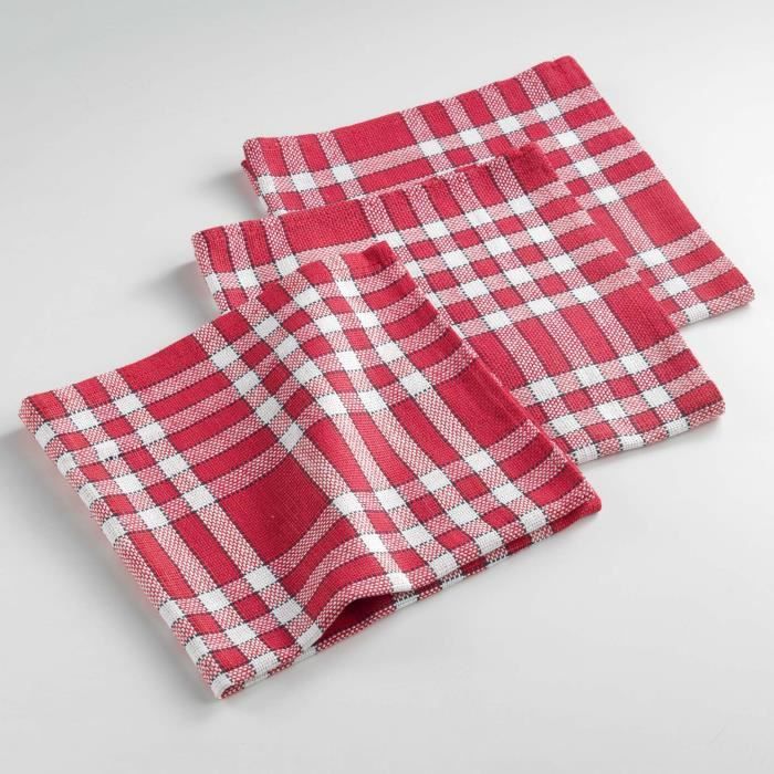 CDaffaires Serviettes de table -3 45 x 45 cm coton tisse traditio Rouge