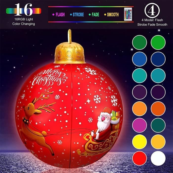 Boule De Noël Gonflable 65 Cm Argent - Décoration Géante Intérieure Extérieure Pour Jardin Et Fêtes