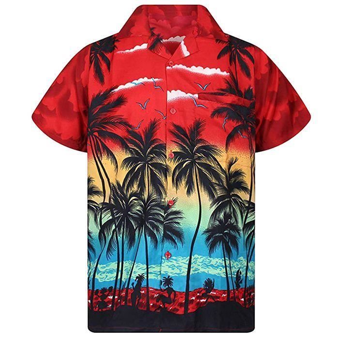 Chemise homme boutonnée manches courtes imprimée Huk Kona bleu océan 2
