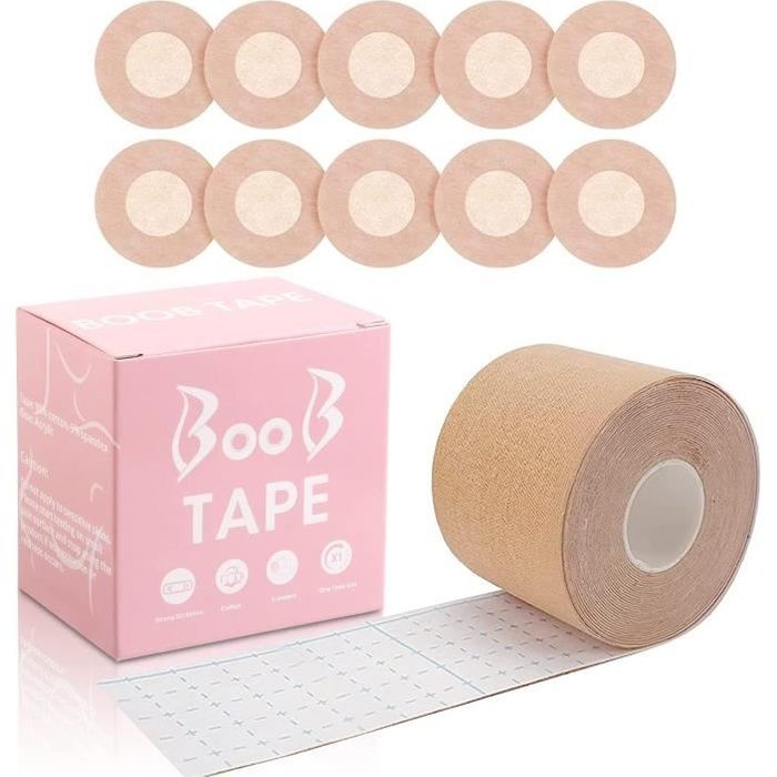 Kit Bandes De Levage De Poitrine - 2 Rouleaux 7,5 Cm X 5 M + 10 Paires Cache-Tétons, Soutien Invisible