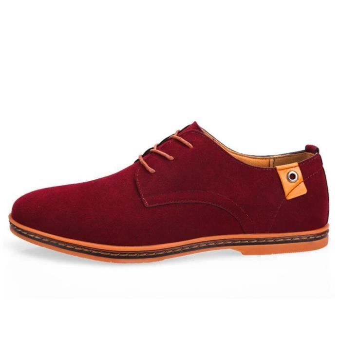 Richelieu Cuir Chaussure Homme Business Formel Rouge