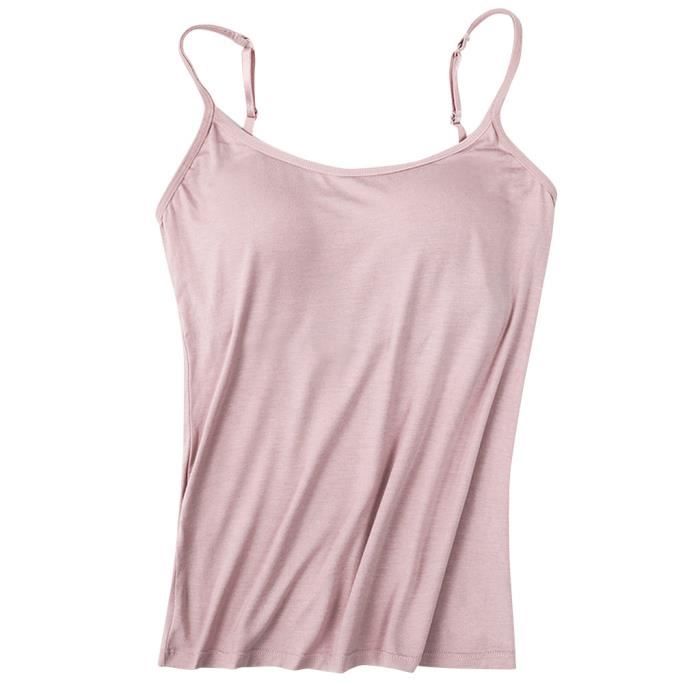 Camisole Pour Femme Avec Soutien-Gorge Intégré - Débardeur Blanc Chic Sans Coutures Anti-Transpirant Pour Sport Et Festivals