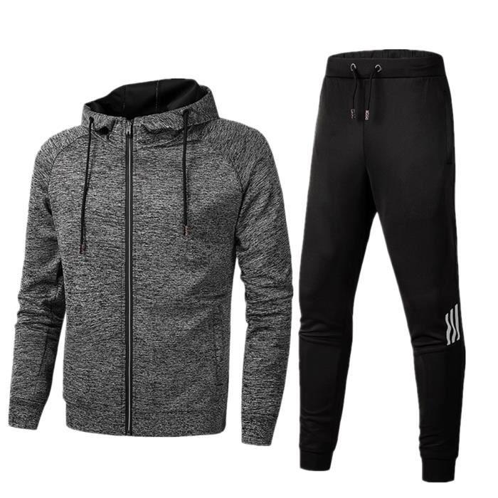 Survêtement pour Homme 2 Pièces Ensemble de Survêtement de Fitness Complets  En Coton pour Jogging Gym,Gris Gris - Cdiscount Prêt-à-Porter