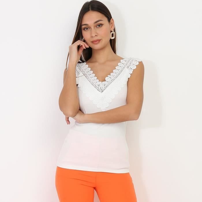 Pull Blanc Du Nil En Coton - Col V à Boutons - Taille T4 (40/42) - Occasion Très Bon État