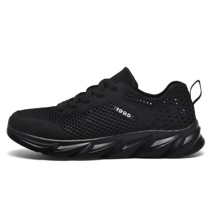 KIANII Baskets décontractées pour hommes en maille respirante douce chaussures décontractées résistantes à la saleté noires