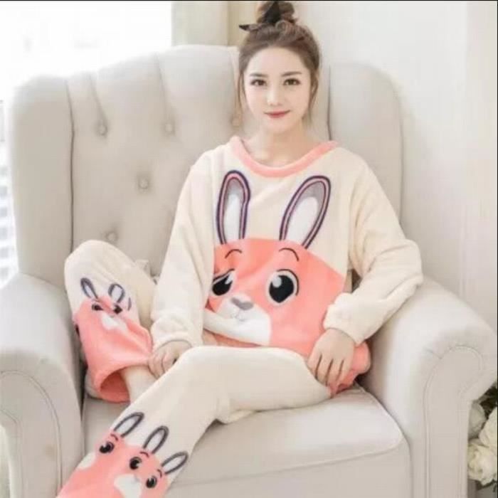 Pantalon Pyjama Flanelle Femme Hiver - Imprimé Animé Kawaii Chaud Saint-Valentin