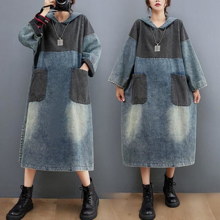 Robe Pull De Noël Femme à Capuche - Motif Wapiti, Manches Longues, Poche, Vert Festif - 8
