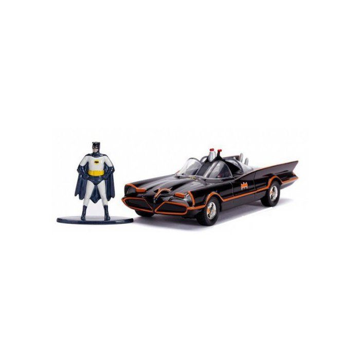 Coffret Batmobile Classic Tv Series + Figurine Batman - Voiture Noir 1/32 - Véhicule Miniature DC - Enfant
