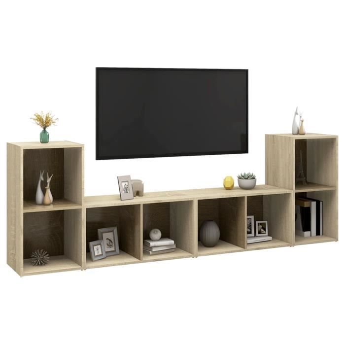 LVL - MEUBLE DE SEJOUR - Meubles TV 4 pcs Chêne sonoma 72x35x36 5 cm Aggloméré(2399)