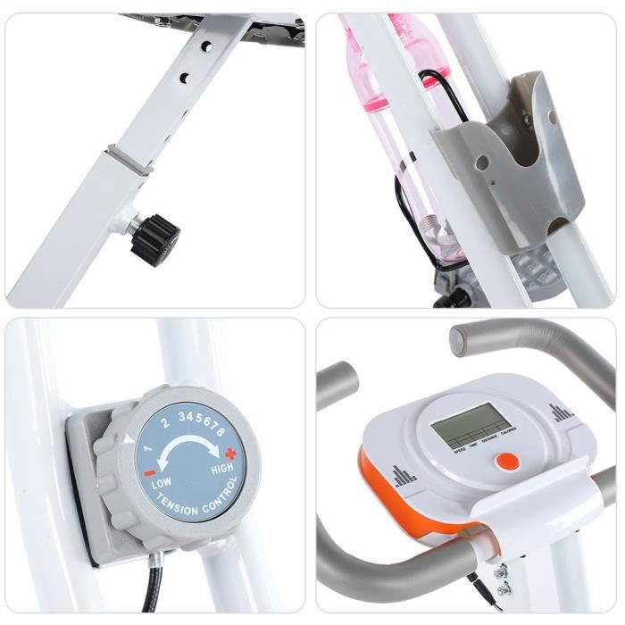 Vélo D'Appartement Pliable – 10 Niveaux De Résistance, Moniteur LCD, Bandes De Résistance Bras, Charge 150 Kg