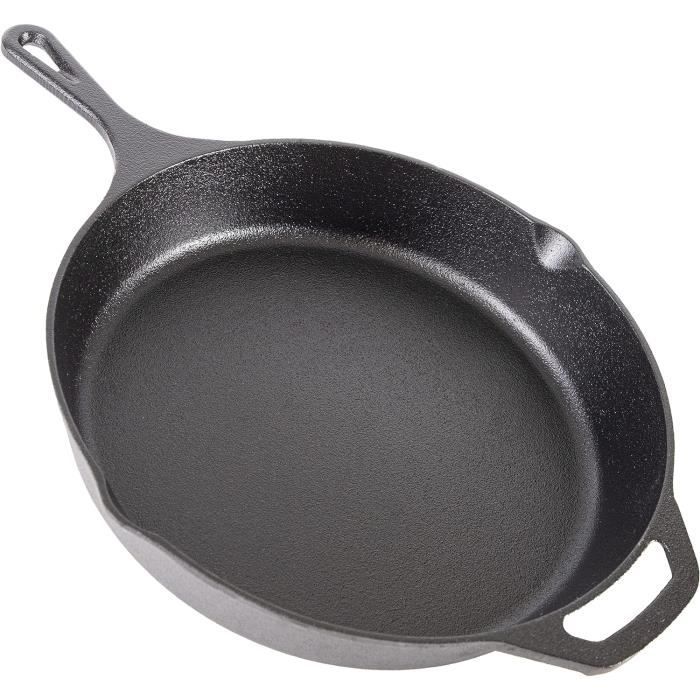 Poêle À Frire En Fonte Pré-Enduite U2013 Poêle Grill Carrée Émaillée U2013 28 Cm (Noir)[J3191