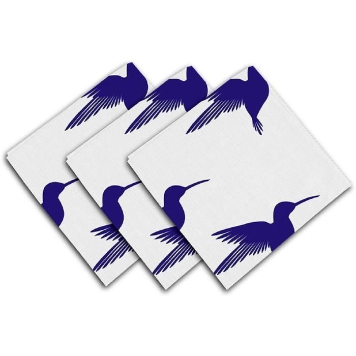 la cuisine la d/écoration de f/ête de No/ël Serviettes de table r/éutilisables pour la maison Zhark Lot de 6 serviettes de table modernes ovales en tissu bleu marine et blanc 50,8 x 50,8 cm