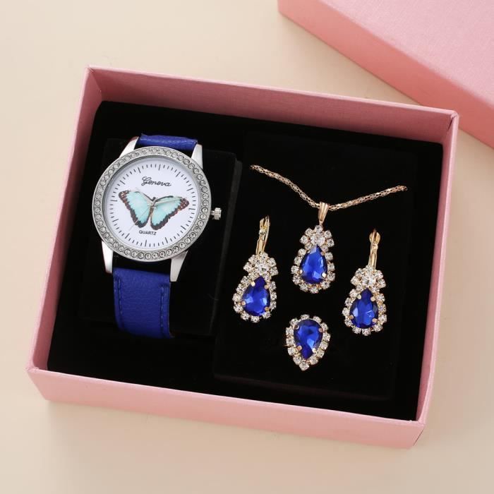 Bcenoilua Parure Bijoux Femme 3PCS Papillon Strass - Collier Boucles D'Oreilles Vintage