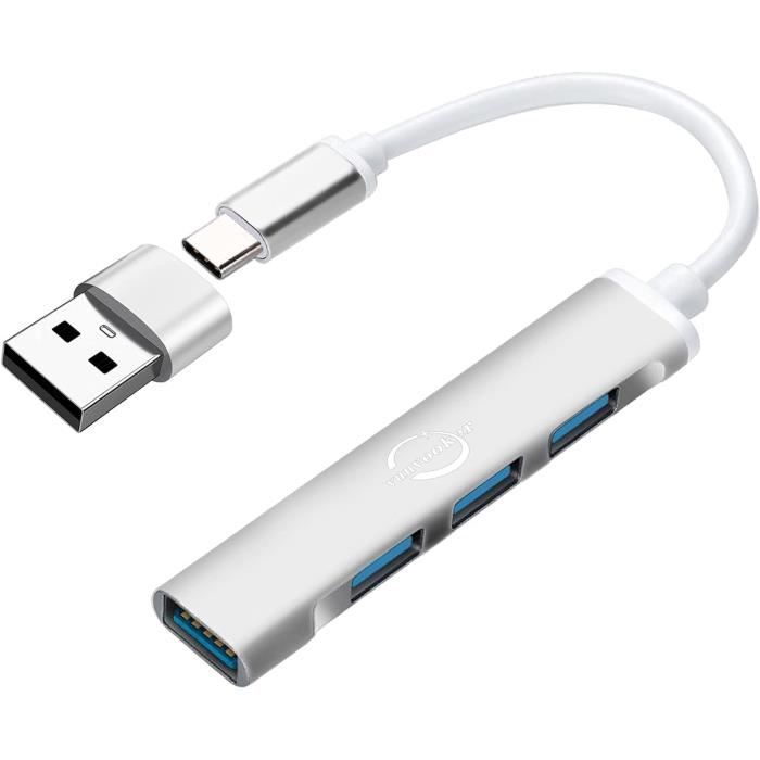 Hub USB C, Mini Data Hub 4 Ports(Cable:12cm,3 USB 2.0,1 USB 3.0) avec ...