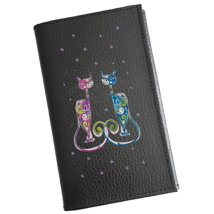 Syl'la – Etui Carte Grise Porte-papiers Voiture Permis Cuir Noir pour Femme  – Personnalisé Chat - Main Image