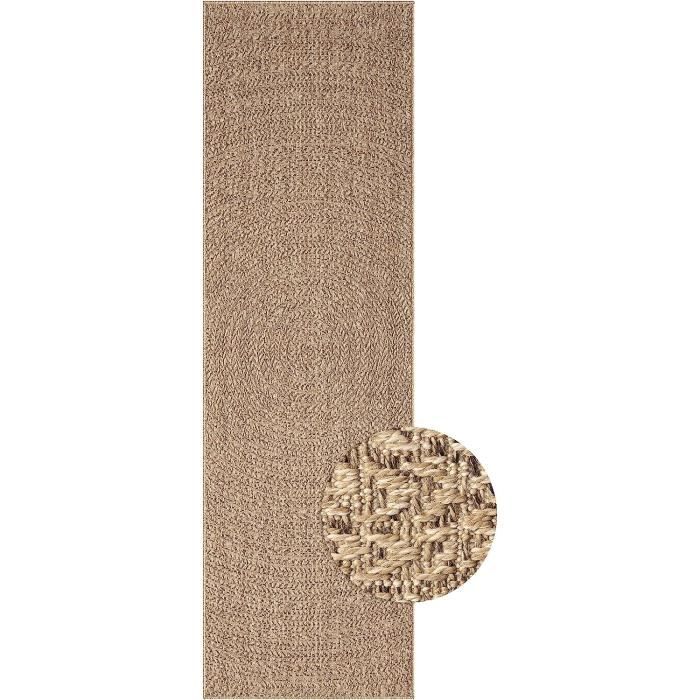 Tapis extérieur aspect jute - THE CARPET - 80x250 - Résistant UV - Beige (5004)