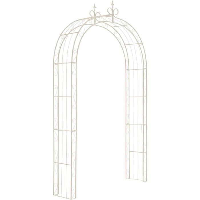 Arche à Rosiers En Métal Galvanisé - Support Plantes Grimpantes Pour Jardin - Blanc Résistant Aux Intempéries - 4