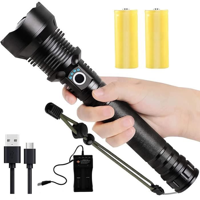 Lampe de poche étanche à 4 lumières LED , longue portée, rechargeable via USB, avec