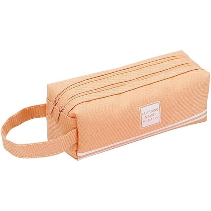 Lonely Oak Grande Trousse Scolaire Extra Large - Étui Crayons Fermeture Éclair Fluide, Compartiment Bonus, Tissu Résistant (Noir)