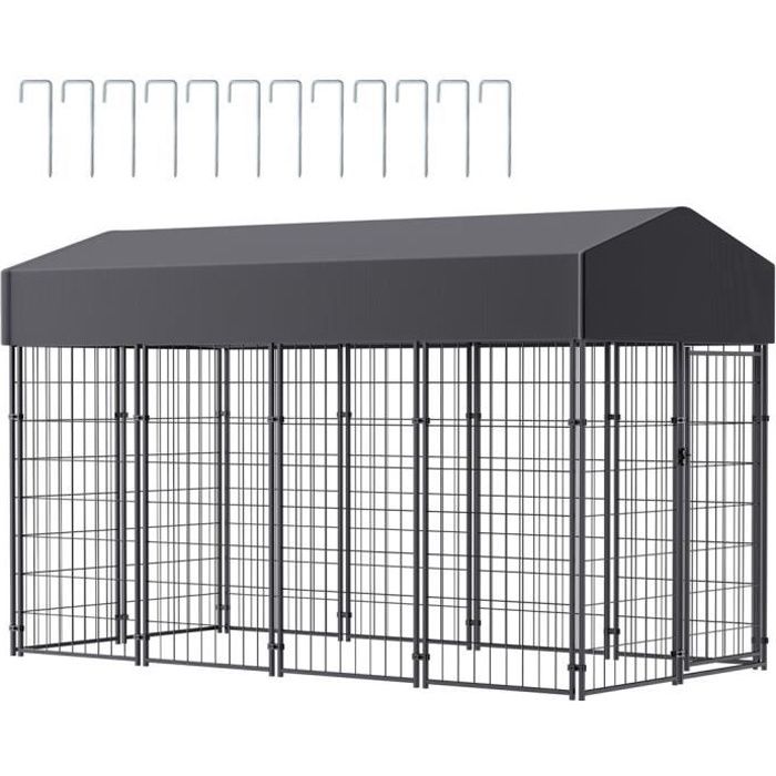 Comparer les prix de Chenil pour Chien Extérieur XXL Enclos pour Chien Grande Taille Parc Chiens avec Toit en Tissu Oxford 249x165x120cm