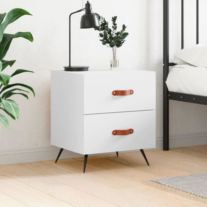 vidaXL Table de chevet blanc 40x35x475 cm bois d’ingénierie 827244